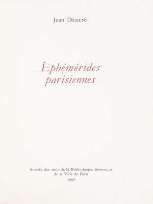 cover image of Éphémérides parisiennes